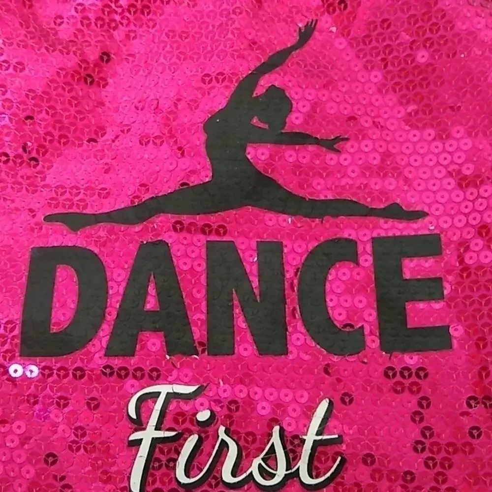 Claire's Dance Bag Pink Sequined Draw String Think First Dance Later